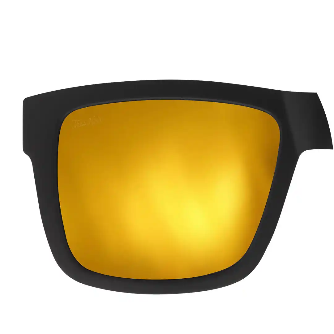 primo safety matte black mirrored gold lens