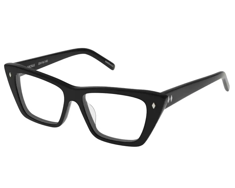 Lucille - Black -  Clear Lens - angled